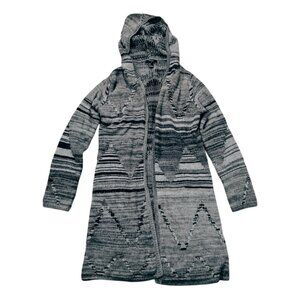 Forever 21 Hooded Knit Cardigan Jacket Gray Black White Size S